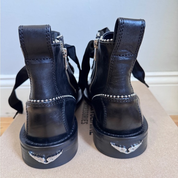 NWT Zadig & Voltaire Laureen Roma Round Toe Leather Low-Heel Boots Sz 38 - Picture 6 of 16